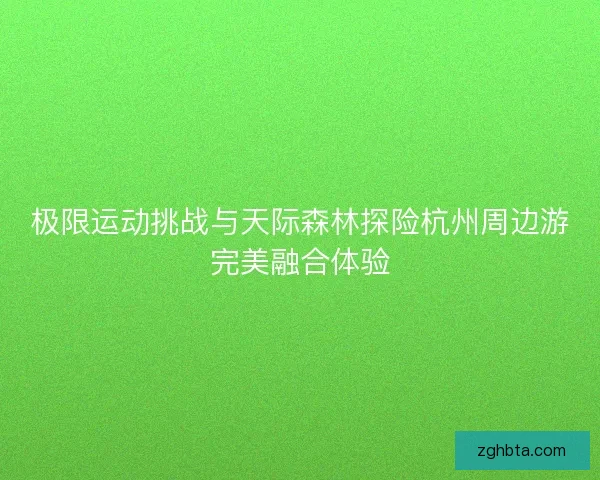 极限运动挑战与天际森林探险杭州周边游完美融合体验