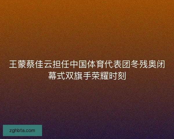 王蒙蔡佳云担任中国体育代表团冬残奥闭幕式双旗手荣耀时刻